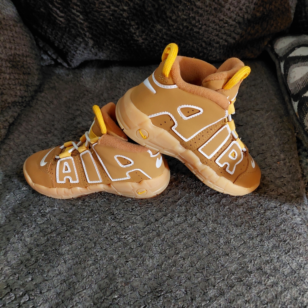 Kids Tan and Yellow Nike Air Shoes